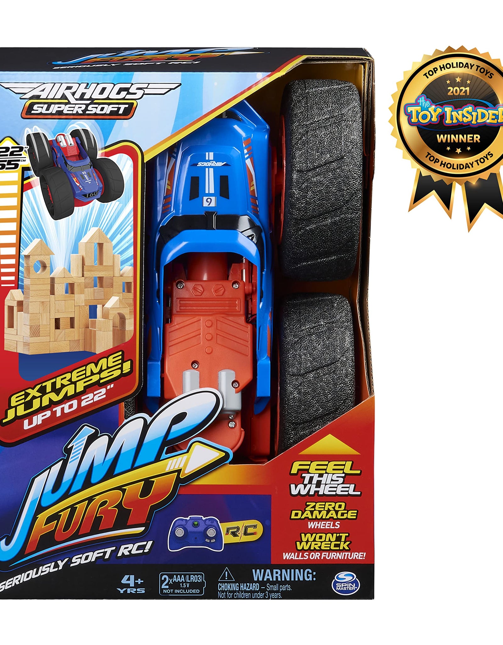 Air Hogs Super Soft, Jump Fury with Zero-Damage Wheels, Extreme Jumping Remote Control Car, Kids Toys for Kids 4 and up, 1:15 Scale