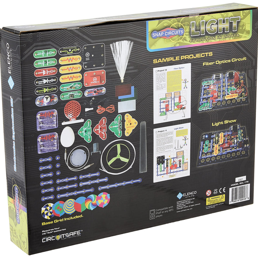 Snap Circuits LIGHT Electronics Exploration Kit | Over 175 Exciting STEM Projects | Full Color Project Manual | 55+ Snap Circuits Parts | STEM Educational Toys for Kids 8+,Multi