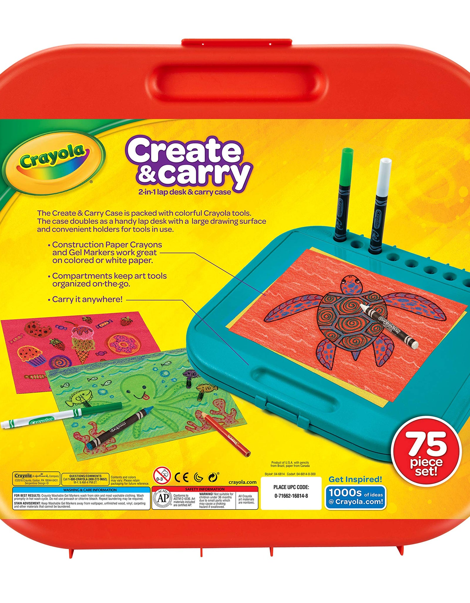 Crayola Create 'N Carry Art Set, 75 Pieces, Art Gift for Kids, Ages 5 & Up