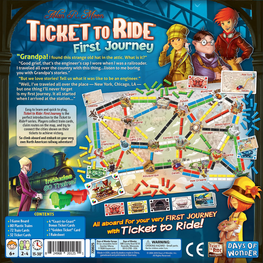 Ticket to Ride First Journey Board Game | Board Game for Kids | Family Board Game | Train Game | Ages 6+ | For 2 to 4 players | Average Playtime 15-30 minutes | Made by Days of Wonder