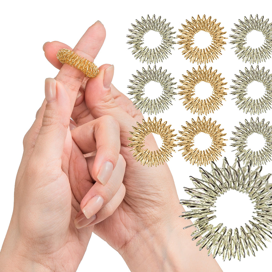 Spiky Sensory Finger Rings (Pack of 10) - Great Spikey Fidget Toy for Kids and Adults - Fun Set for Acupressure - Great Classroom Supplies by Impresa Products