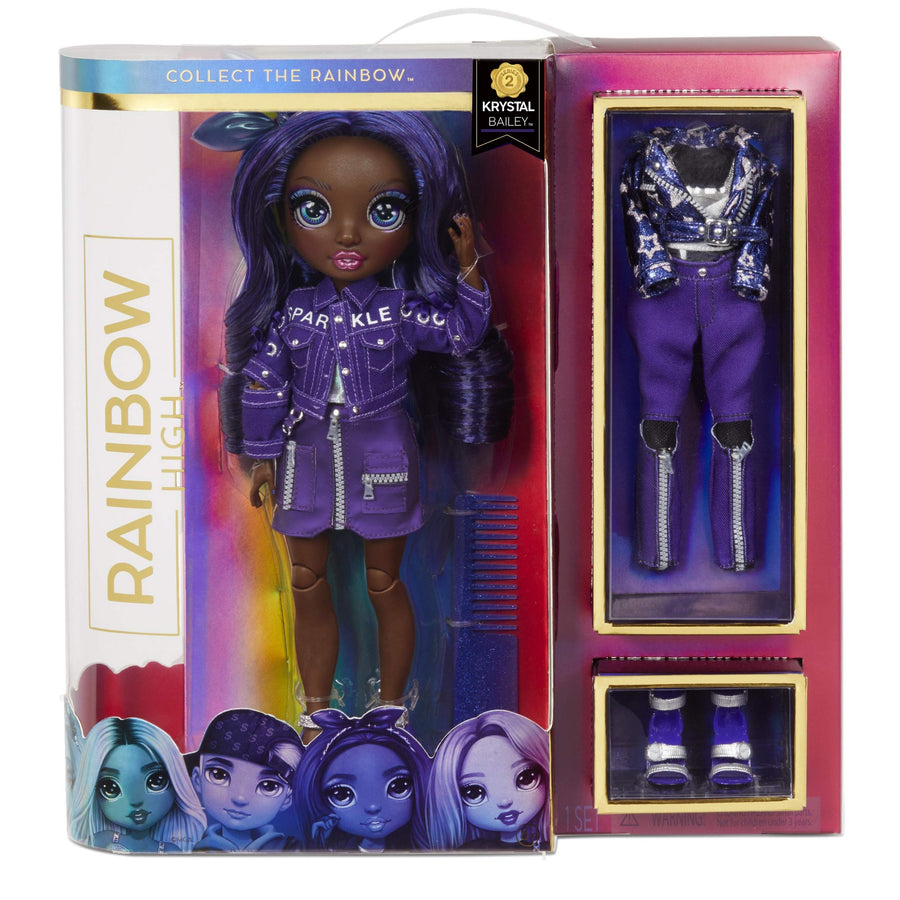 Rainbow High Krystal Bailey – Indigo (Dark Purple) Fashion Doll with 2 Outfits to Mix & Match and Doll Accessories, Great Gift and Toy for Kids 6-12 Years Old