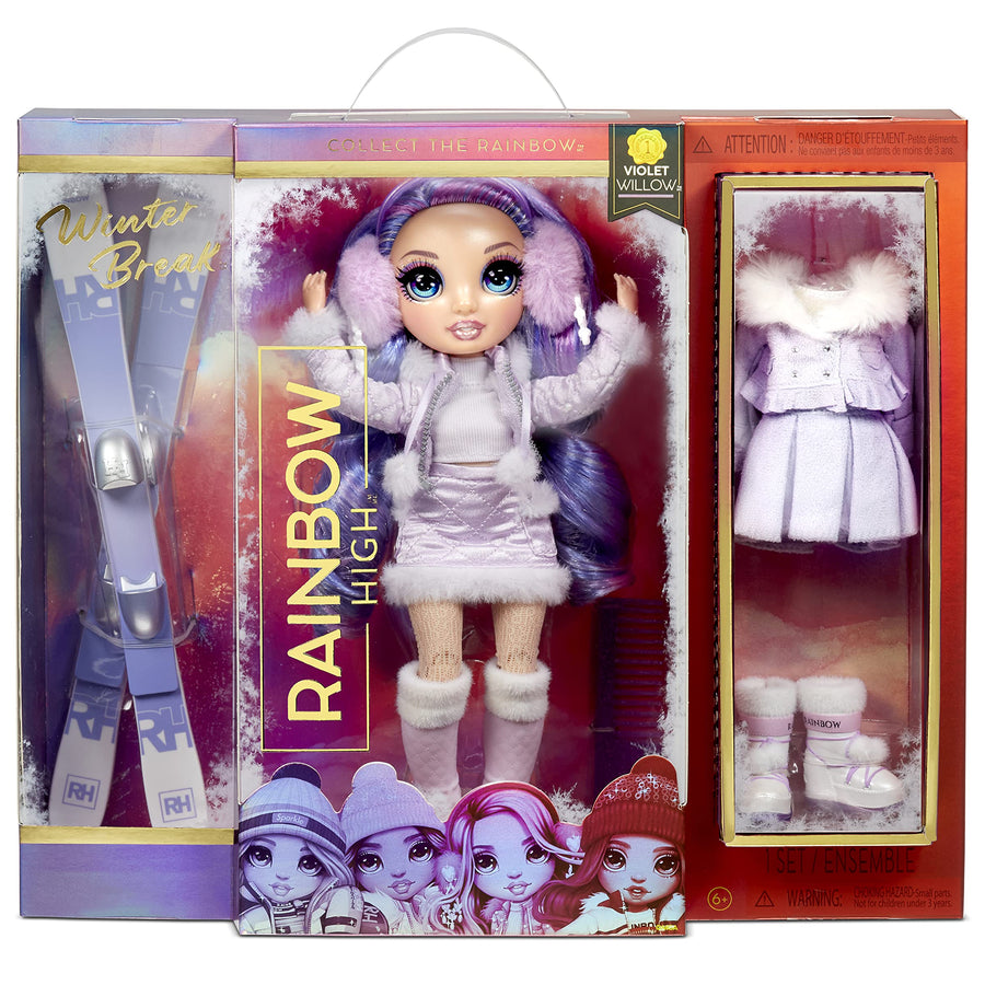 Rainbow High Winter Violet Willow – Purple Fashion Doll and Playset with 2 Designer Outfits, Pair of Skis and Accessories, Gift for Kids and Collectors, Toys for Kids Ages 6 7 8+ to 12 Years Old