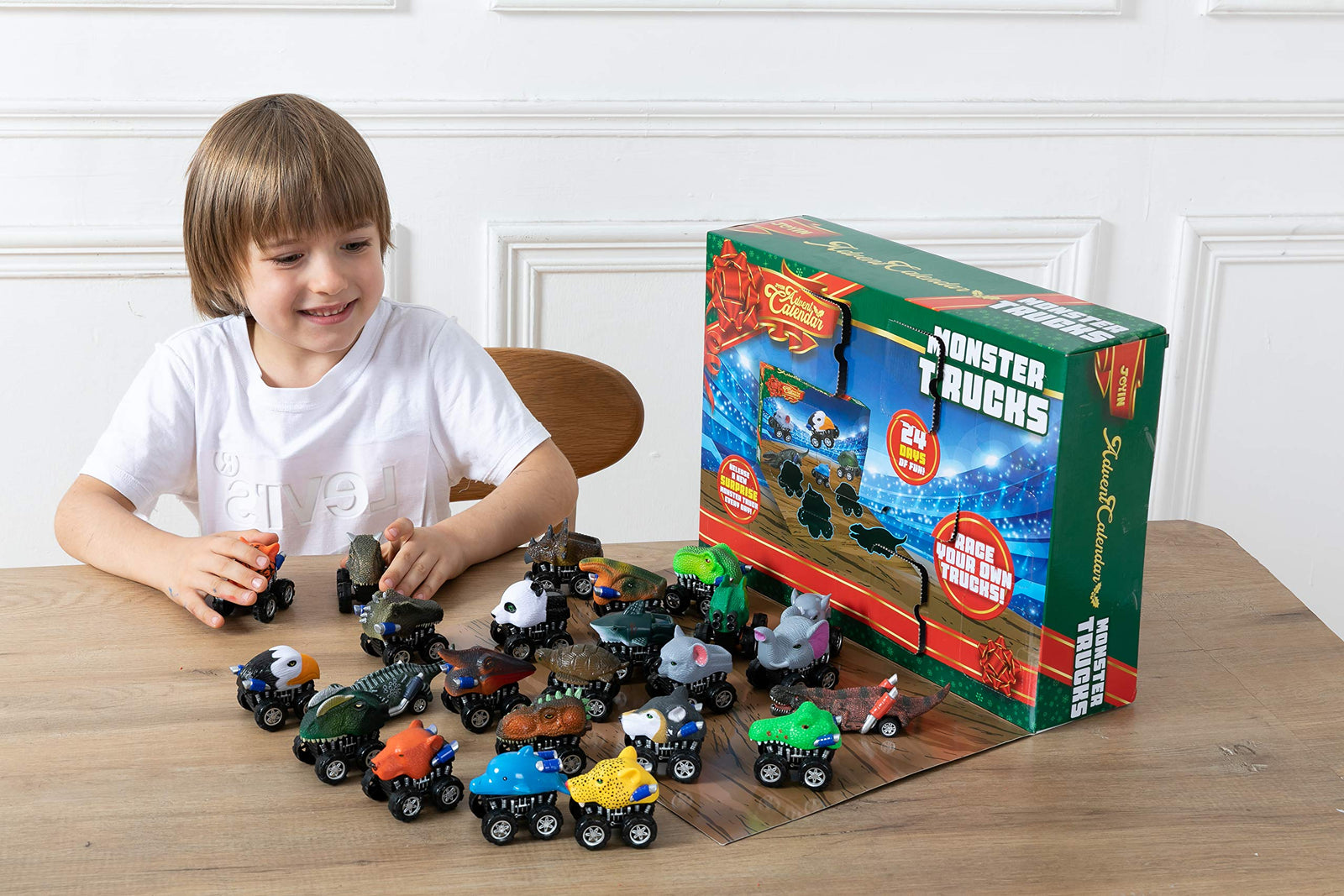 JOYIN 2021 Advent Calendar Kids Christmas 24 Days Countdown Calendar Toys for Kids with Monster Truck Toys Set