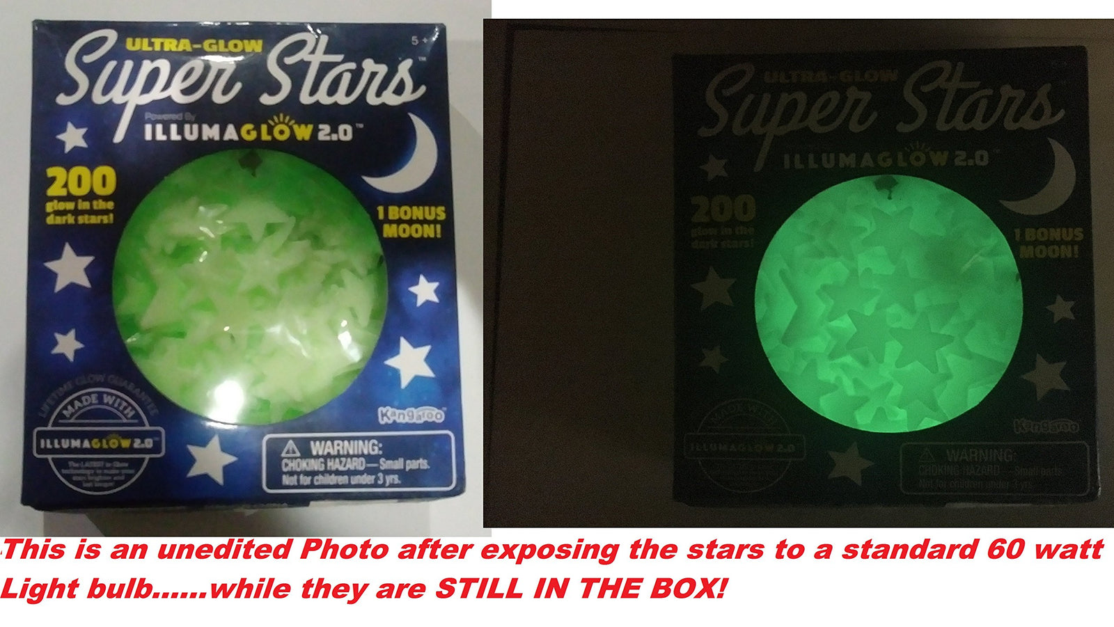 Ultra Glow in the Dark Stars; 200 Count w/ Bonus Moon