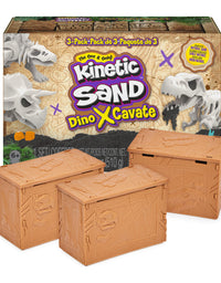 Kinetic Sand, Dino XCavate 3-Pack, Made with Natural Sand, Play Sand Sensory Toys for Kids Ages 6 and Up
