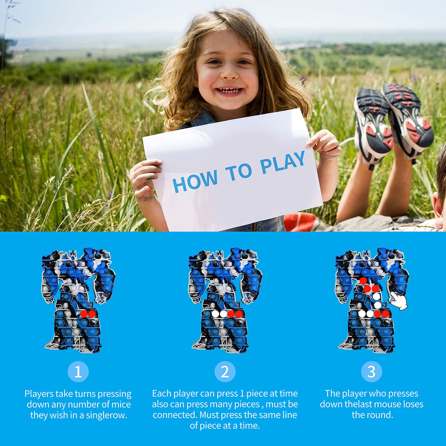 HooYiiok Jumbo Pop Pop Sensory Fidget Toy, Big Pop Fidget Poppers That Suitable for Autism Special Needs and Early Educational, Giant Pop Fidgets Gift for Kids and Adults (Blue White Black)