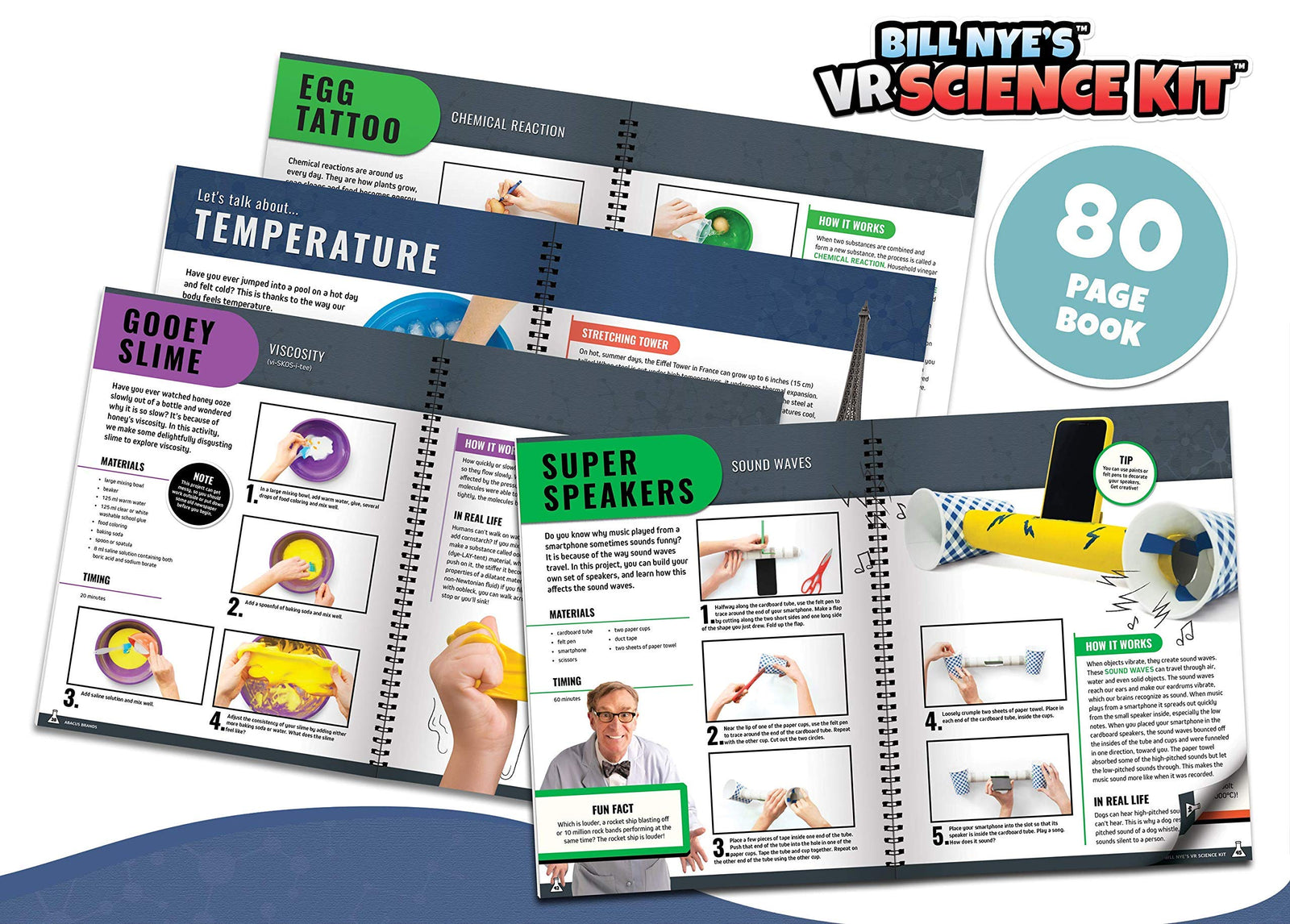 Abacus Brands Bill Nye's VR Science Kit - Virtual Reality Kids Science Kit, Book and Interactive STEM Learning Activity Set (Full Version - Includes Goggles)