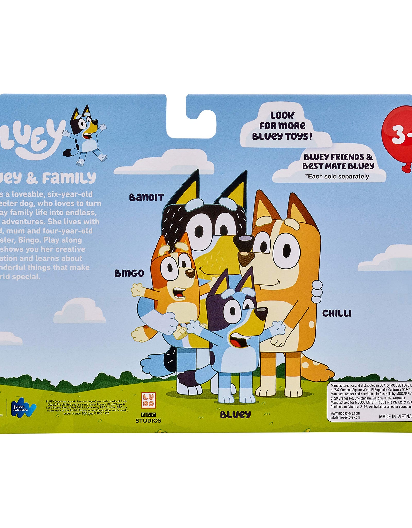 Bluey and Friends 4 Pack of 2.5-3" Poseable Figures