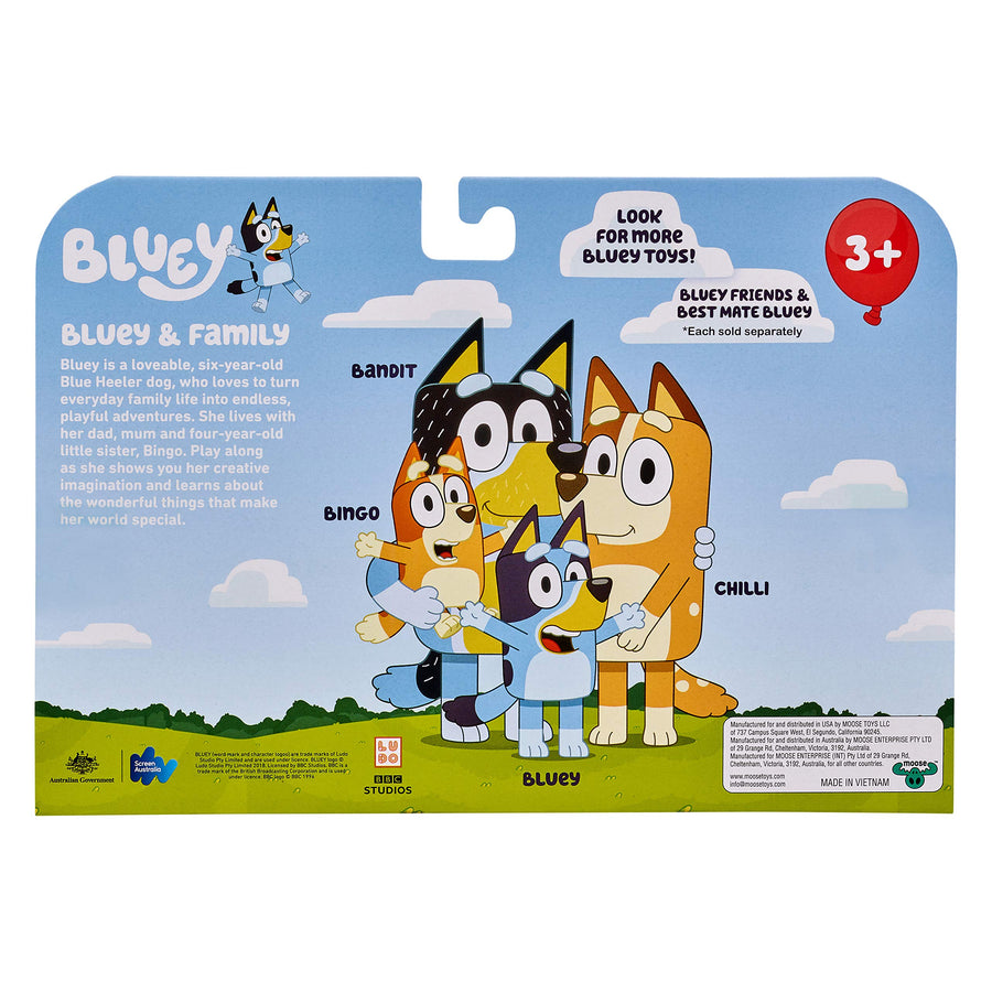 Bluey and Friends 4 Pack of 2.5-3" Poseable Figures