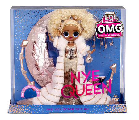LOL Surprise Holiday OMG 2021 Collector NYE Queen Fashion Doll with Gold Fashions, Accessories, New Year's Celebration Outfit, Light Up Stand– Gift for Kids & Collectors, Toys for Girls Ages 4 5 6 7+