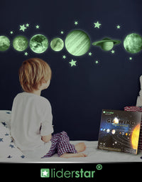 Glow in The Dark Stars and Planets, Bright Solar System Wall Stickers -Glowing Ceiling Decals for Kids Bedroom Any Room,Shining Space Decoration, Birthday Christmas Gift for Boys and Girls
