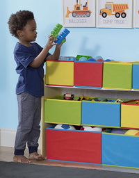 Delta Children Deluxe 9-Bin Toy Storage Organizer, Natural/Primary
