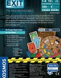 Exit: The Abandoned Cabin | Exit: The Game - A Kosmos Game | Kennerspiel Des Jahres Winner | Family-Friendly, Card-Based at-Home Escape Room Experience for 1 to 4 Players, Ages 12+
