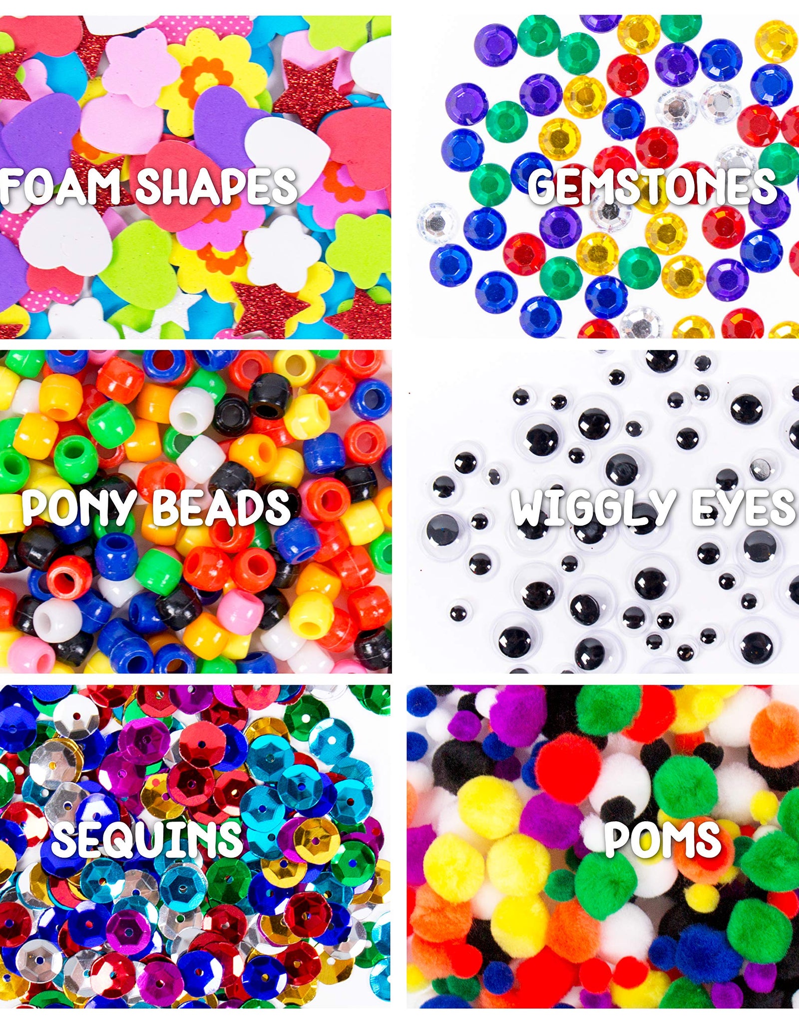 Horizon Group USA Giant 1000+ Pieces Ultimate Box of Arts & Crafts Supplies Set - Big DIY Kit for Kids & Toddlers, Homeschool, Preschool - Stickers,Feathers,Pipe Cleaners,Wood Sticks,Gemstones,Beads