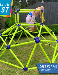 Eezy Peezy Monkey Bars Climbing Tower - Active Outdoor Fun for Kids Ages 3 to 8 Years Old, Green/Blue

