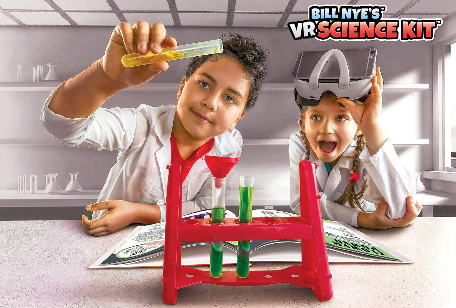 Abacus Brands Bill Nye's VR Science Kit - Virtual Reality Kids Science Kit, Book and Interactive STEM Learning Activity Set (Full Version - Includes Goggles)