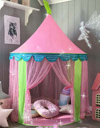 Tiny Land Princess Castle Play Tent With Glitter Dot, Pack in A Carrying Case, 2 Kids Foldable Pop Up Pink Play Tent/House Toy For Indoor and Outdoor Use, 41"Dx 55“H
