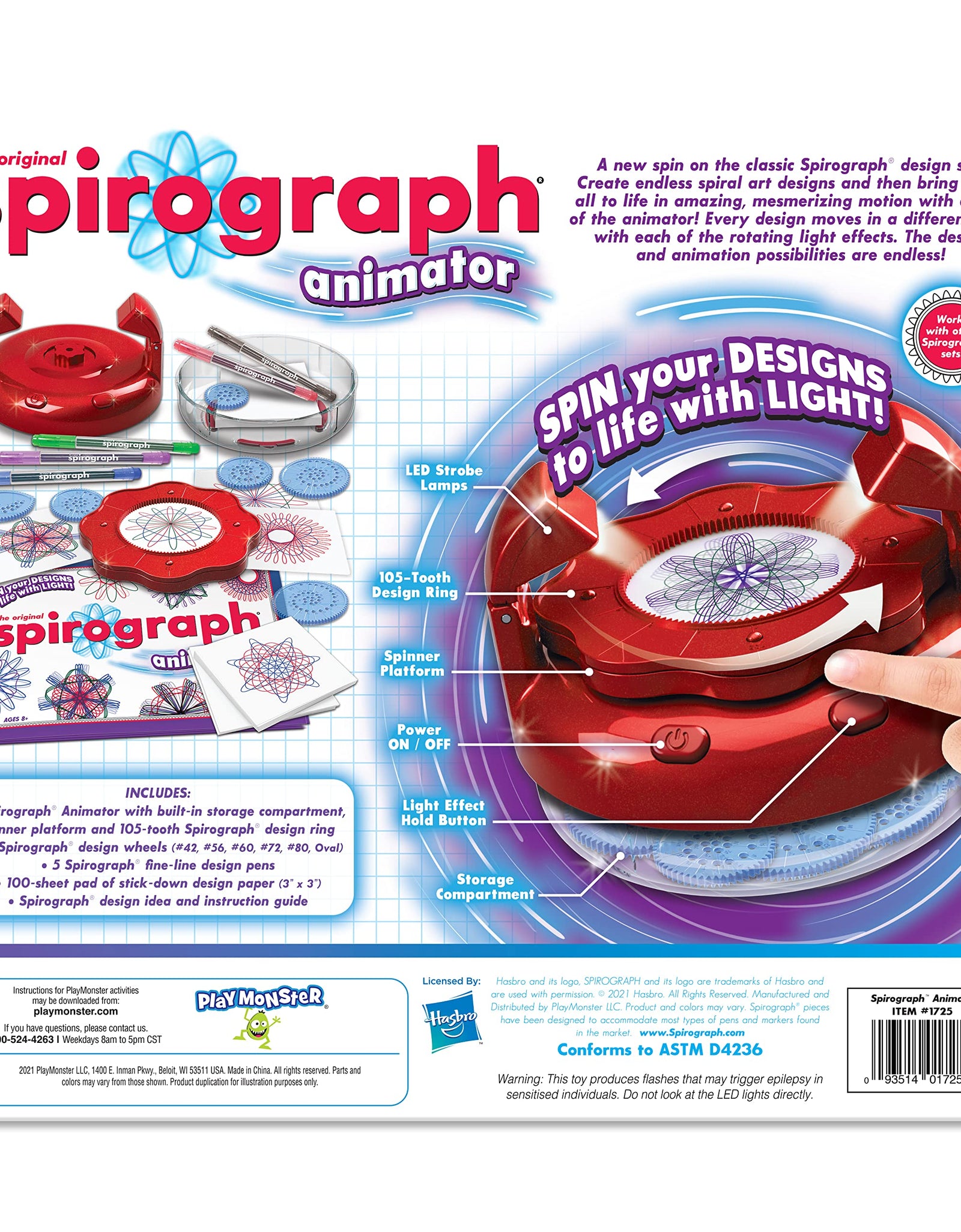 PlayMonster Spirograph -- Spirograph Animator -- The Classic Way to Make Countless Amazing Designs -- For Ages 8+