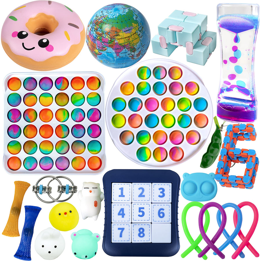 Gmajdar Fidget Toys Pack Push Pop Bubble Mochi Squishy Toys Set Stress Relief Toys for Kids Adults Anxiety Birthday Party Favor Goodie Bags Fillers