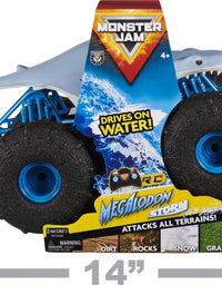 Monster Jam, Official Megalodon Storm All-Terrain Remote Control Monster Truck Toy Vehicle, 1:15 Scale
