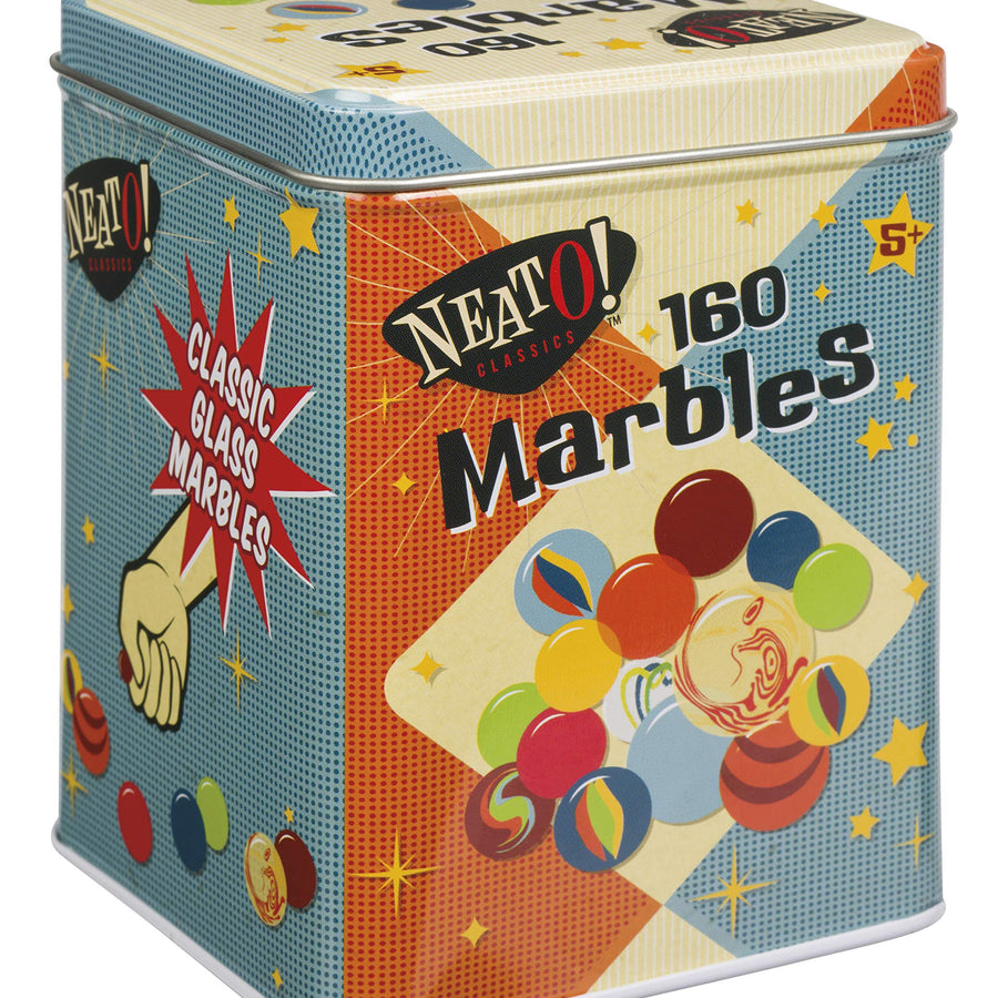 Toysmith Neato! Classics 160 Marbles In A Tin Box by Toysmith - Retro Nostalgia Glass Shooter, Marble Games Are Timeless Play For Kids - Boys & Girls [Amazon Exclusive]