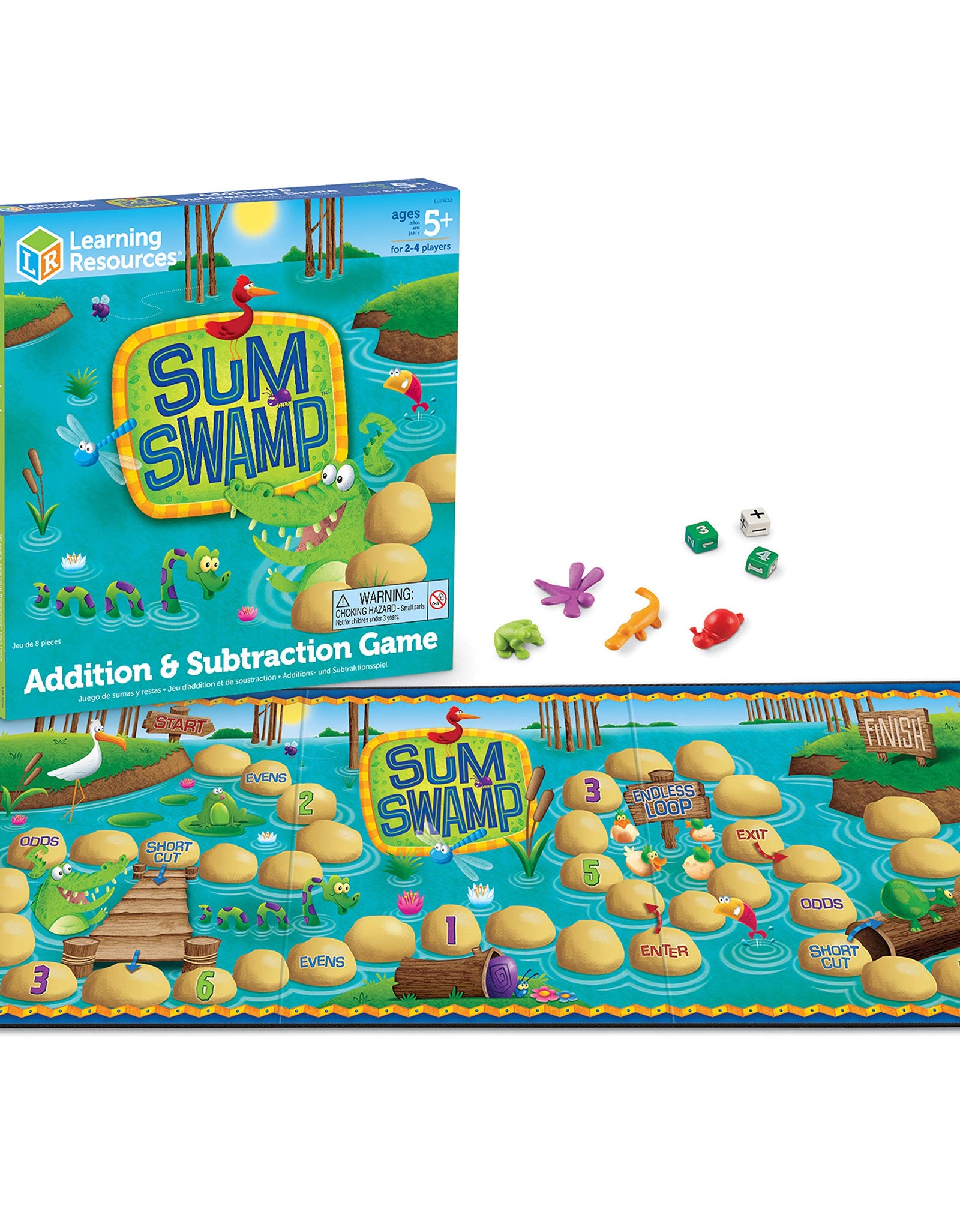 Learning Resources Sum Swamp Game, Homeschool, Addition & Subtraction Game, Early Math Skills, Math Games for Kids, Educational Board Games, 8 Pieces, Ages 5+