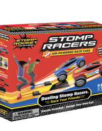 New Stomp Rocket Dueling Stomp Racers, 2 Toy Car Launchers and 2 Air Powered Cars with Ramp and Finish Line. Great for Outdoor and Indoor Play, STEM Gifts for Boys and Girls -Ages 5, 6, 7, 8
