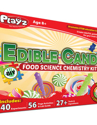 Playz Edible Candy! Food Science STEM Chemistry Kit - 40+ DIY Make Your Own Chocolates and Candy Experiments for Boy, Girls, Teenagers, & Kids Ages 8, 9, 10, 11, 12, 13+ Years Old
