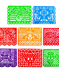 JOYIN 16 Pcs Day of the Dead Plastic Papel Picado Banner, Mexican Fiesta Hanging Banner Flags in 5 Colors, Cinco De Mayo Fiesta Mexican Party Banner Decorations
