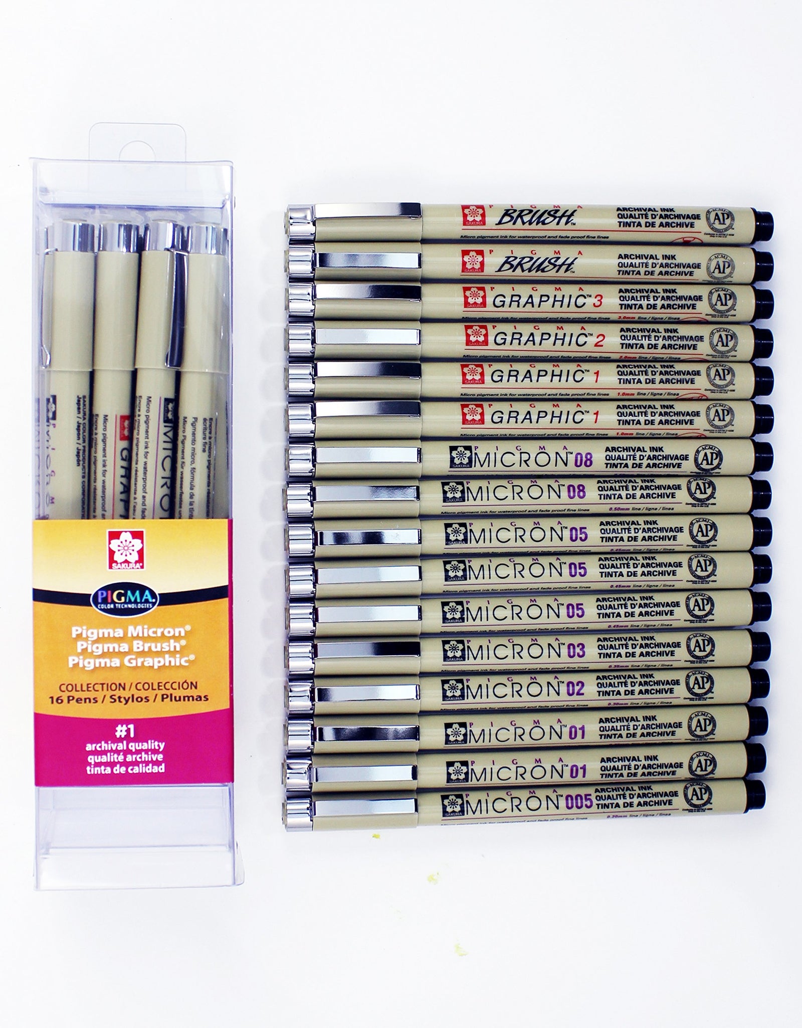 Sakura Pigma 30067 Micron Blister Card Ink Pen Set, Black, 8/Set