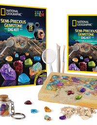 NATIONAL GEOGRAPHIC Mega Gemstone Dig Kit – Dig Up 15 Real Gems, STEM Science & Educational Toys make Great Kids Activities
