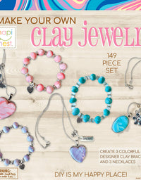 Hapinest Make Your Own Clay Jewelry Arts and Crafts Kit for Girls Gifts Ages 8 9 10 11 12 Teen Years Old and Up - 3 Bracelets and 3 Necklaces
