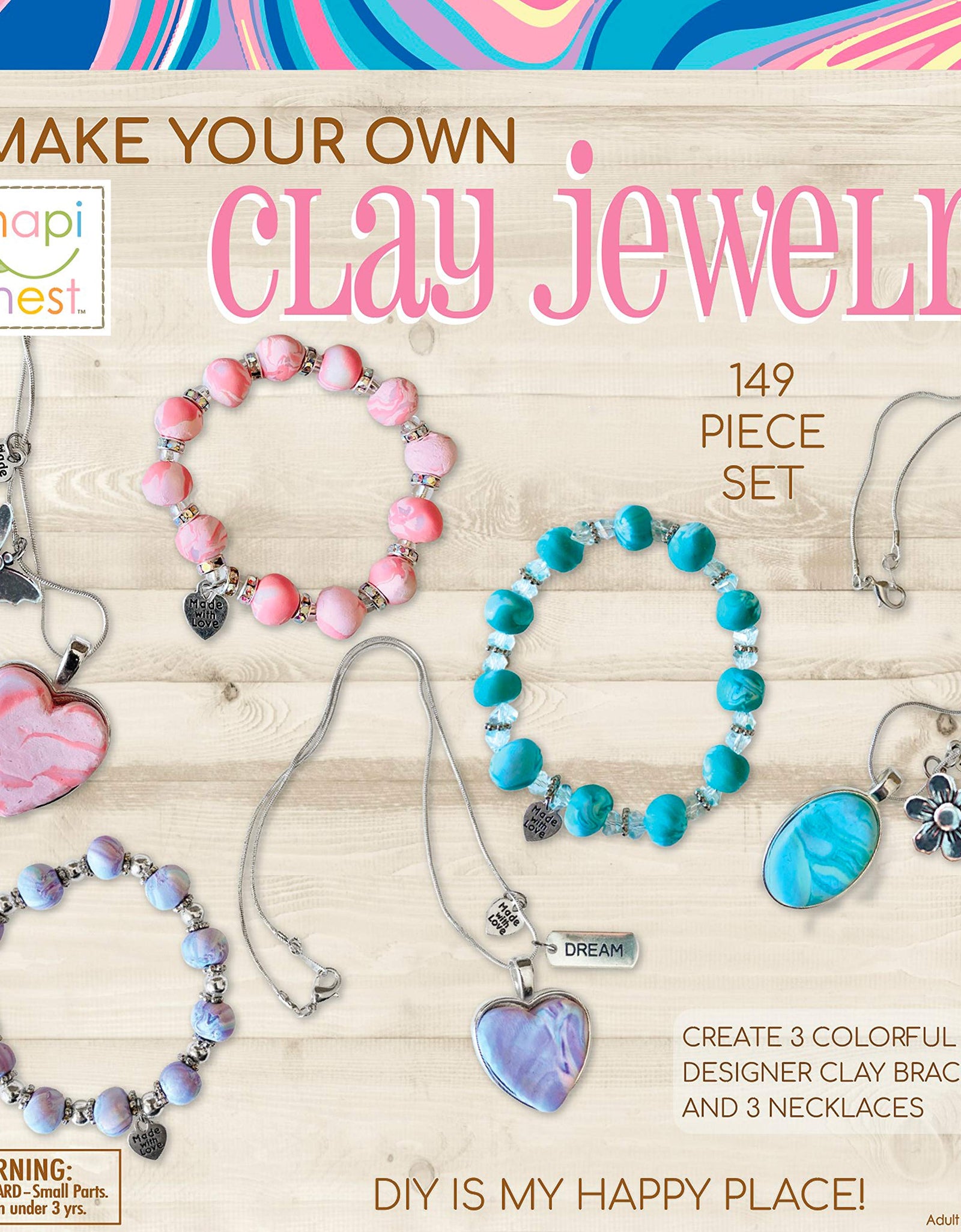 Hapinest Make Your Own Clay Jewelry Arts and Crafts Kit for Girls Gifts Ages 8 9 10 11 12 Teen Years Old and Up - 3 Bracelets and 3 Necklaces