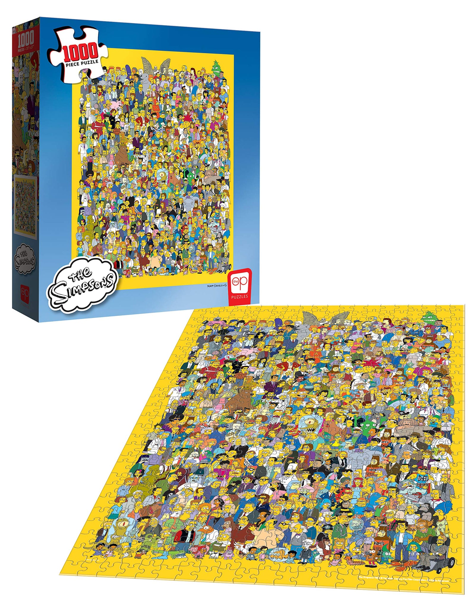 USAOPOLY The Simpsons Cast of Thousands 1000 Piece Jigsaw Puzzle | Officially Licensed Simpsons Merchandise | Collectible Puzzle Featuring Favorite Simpsons Characters from 20th Century Fox, Yellow