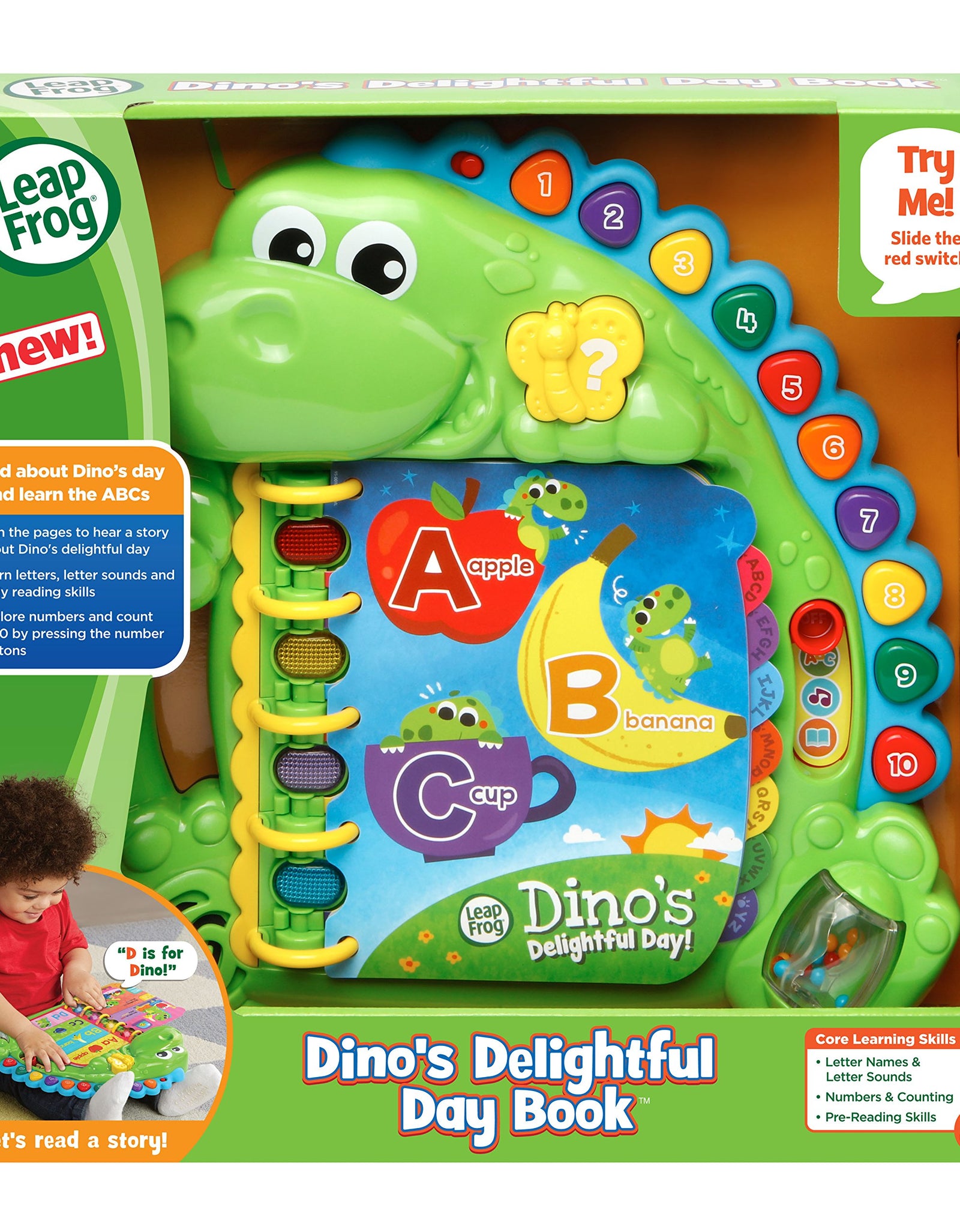 LeapFrog Dino's Delightful Day Alphabet Book, Green