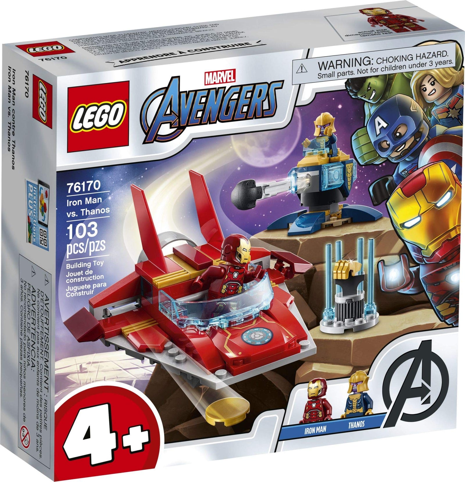 LEGO Marvel Avengers Iron Man vs. Thanos 76170 Cool, Collectible Superhero Building Toy for Kids Featuring Marvel Avengers Iron Man and Thanos Minifigures, New 2021 (103 Pieces)