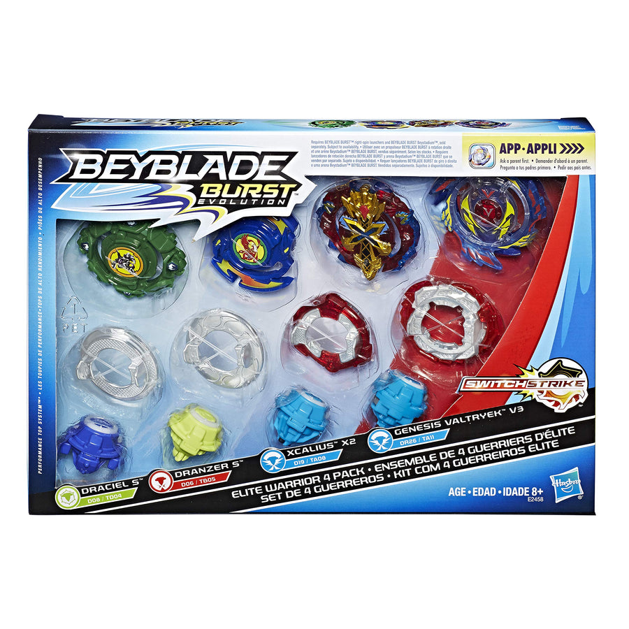 Beyblade Burst Evolution Elite Warrior 4-Pack - 4 Iconic Right-Spin Battling Tops, Game ((Amazon Exclusive)