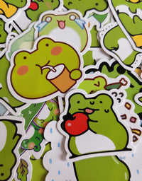 50 Pieces Frog Stickers Cartoon Vinyl Waterproof Stickers for Laptop,Guitar,Motorcycle,Bike,Skateboard,Luggage,Phone,Hydro Flask, Gift for Kids Teen Birthday Party
