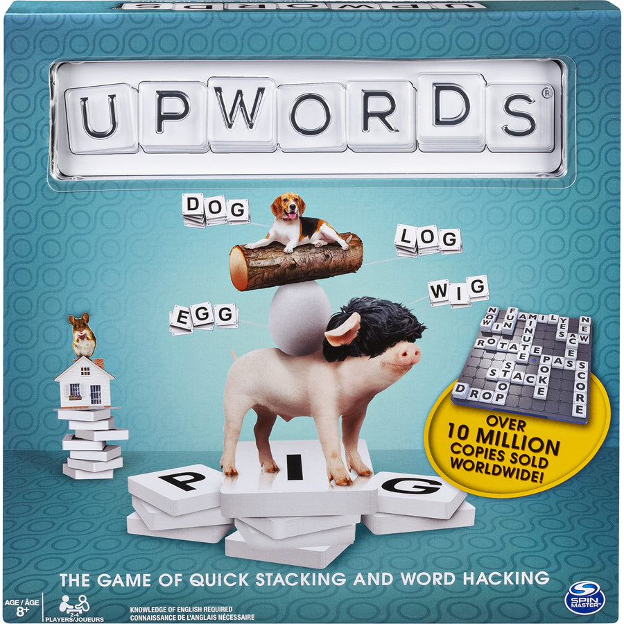 Upwords, Fun and Challenging Family Word Game with Stackable Letter Tiles, for Ages 8 and up