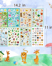 Sinceroduct Animal Stickers Assortment Set, 8 Sheets (1800+ Count), 2 Different Styles 16 Themes Collection for Kids, Children, Teacher, Parent, Grandparent, Animals of The World Sticker Variety Pack

