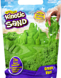 Kinetic Sand, The Original Moldable Sensory Play Sand Toys for Kids, Green, 2 lb. Resealable Bag, Ages 3+
