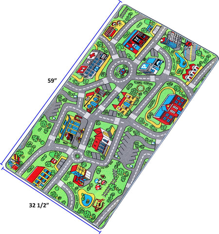 Click N’ Play City Life Kids Road Traffic Play mat Rug Large Non-Slip Carpet Fun Educational for Play area Playroom Bedroom-59” x 31 1/2”