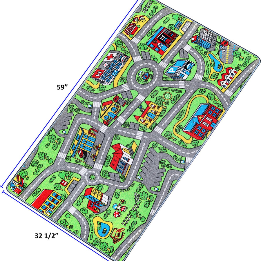 Click N’ Play City Life Kids Road Traffic Play mat Rug Large Non-Slip Carpet Fun Educational for Play area Playroom Bedroom-59” x 31 1/2”