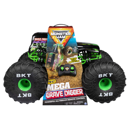 Monster Jam, Official Mega Grave Digger All-Terrain Remote Control Monster Truck with Lights, 1: 6 Scale