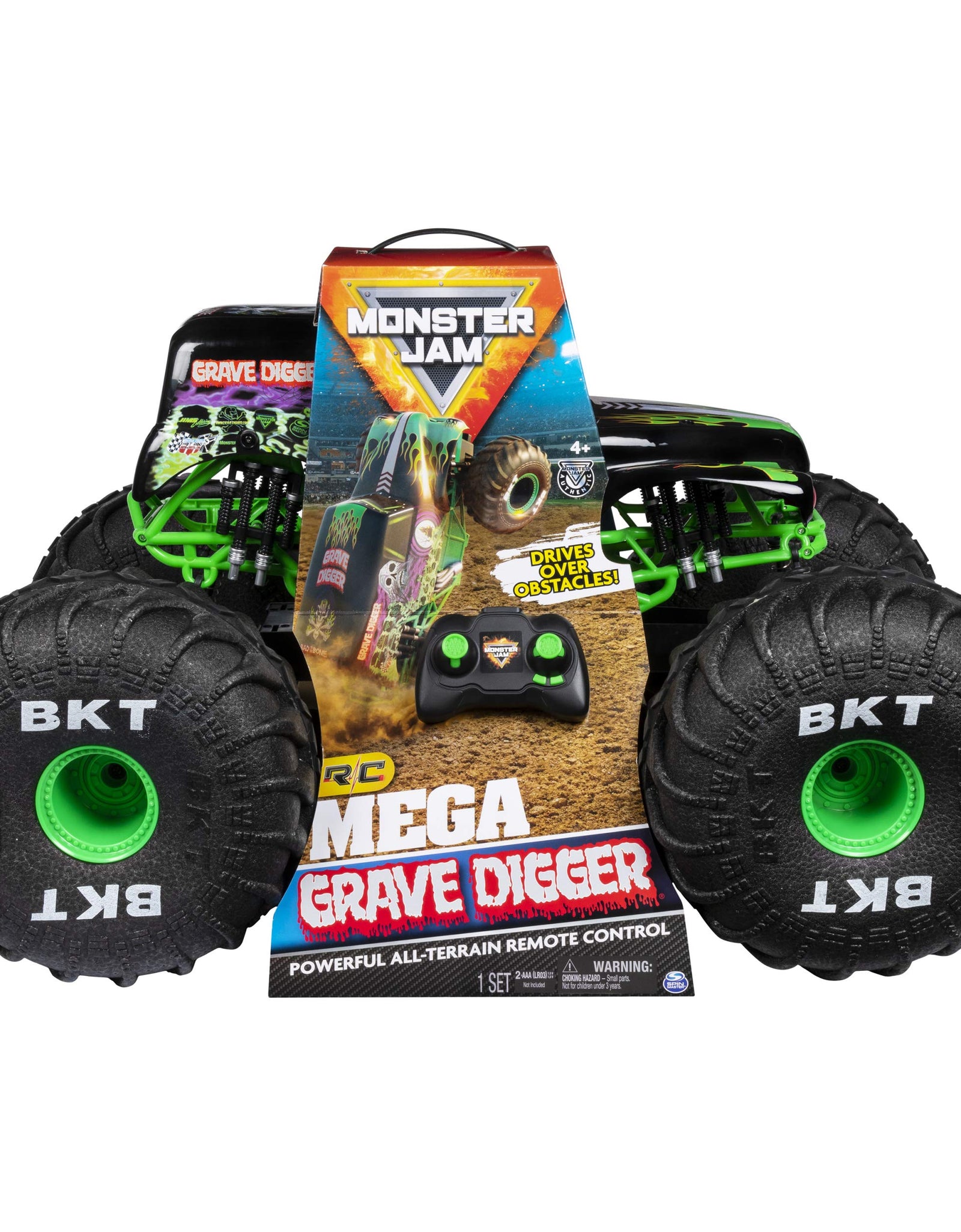 Monster Jam, Official Mega Grave Digger All-Terrain Remote Control Monster Truck with Lights, 1: 6 Scale