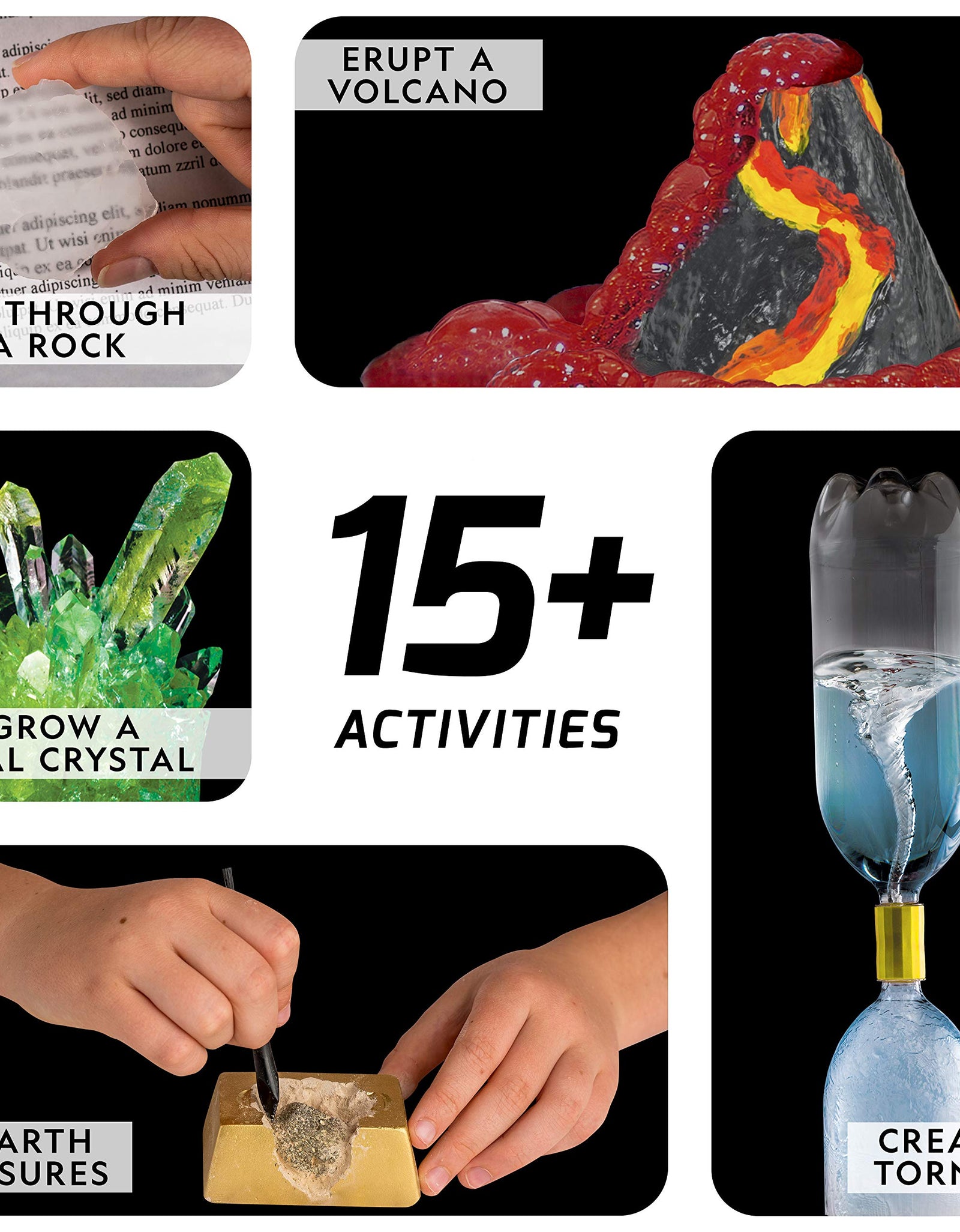 NATIONAL GEOGRAPHIC Earth Science Kit - Over 15 Science Experiments & STEM Activities for Kids, Crystal Growing, Erupting Volcanos, 2 Dig Kits & 10 Genuine Specimens, an AMAZON EXCLUSIVE Science Kit