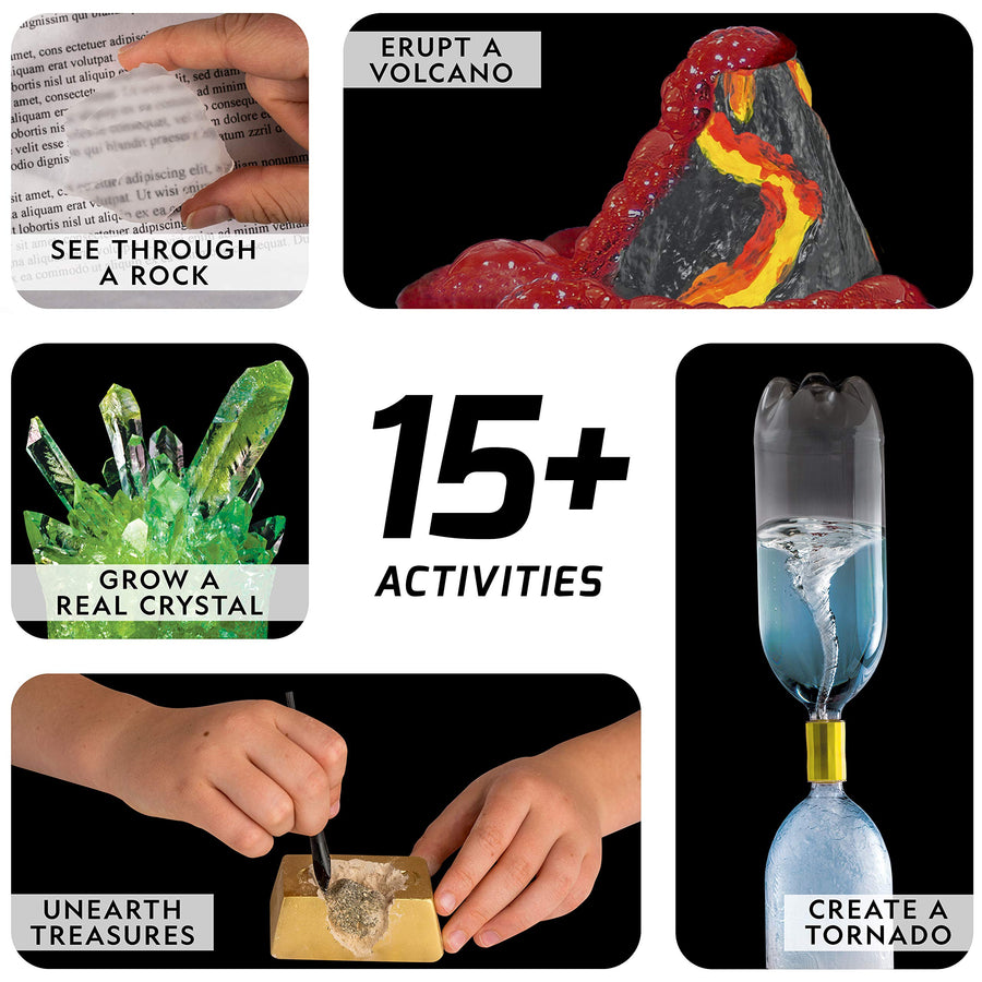 NATIONAL GEOGRAPHIC Earth Science Kit - Over 15 Science Experiments & STEM Activities for Kids, Crystal Growing, Erupting Volcanos, 2 Dig Kits & 10 Genuine Specimens, an AMAZON EXCLUSIVE Science Kit