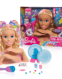 Barbie Tie-Dye Deluxe 22-Piece Styling Head, Blonde Hair, Includes 2 Non-Toxic Dye Colors, by Just Play
