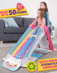 WowWee Kids Slide Indoor – Playground for Toddlers – StrongFold Technology Cardboard Toddler Slide by Pop2Play (Rainbow)
